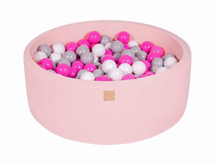 Ronde Ballenbak 200 ballen 90x30cm - Licht Roze met Donker roze, Wit en Grijze ballen