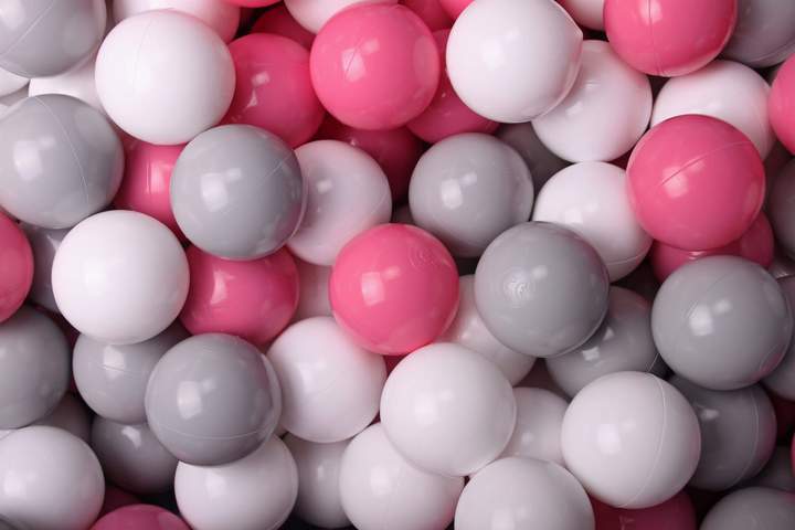 Ronde Ballenbak 200 ballen 90x30cm - Licht Roze Grijs, wit, Licht roze ballen