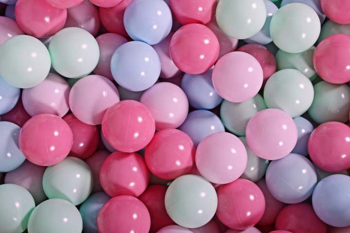 Ronde Ballenbak 200 ballen 90x30cm - Mint babyblauw mint donker roze en licht roze ballen