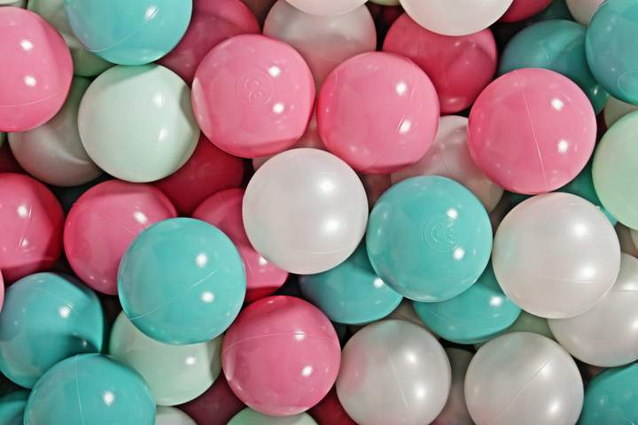 Ronde Ballenbak 200 ballen 90x30cm - Mint parel wit, turquoise licht roze en mint ballen