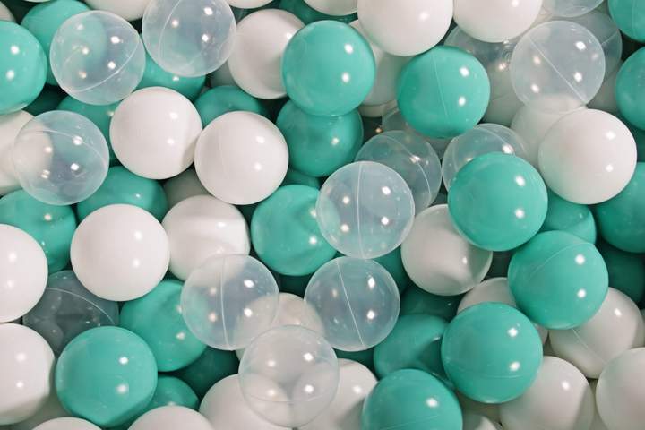 Ronde Ballenbak 200 ballen 90x30cm - Mint met turquoise, transparante en witte ballen