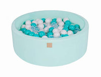 Ronde Ballenbak 200 ballen 90x30cm - Mint met turquoise, transparante en witte ballen
