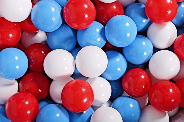 Ronde Ballenbak 300 ballen 90x40cm - Licht Grijs met Rode, Witte en Blauwe ballen