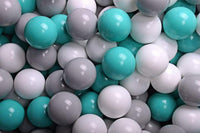 Ronde Ballenbak 300 ballen 90x40cm - Licht Grijs met Turquoise, Licht groene en Grijze ballen