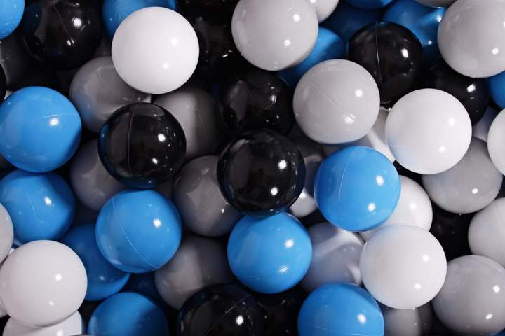 Ronde Ballenbak 300 ballen 90x40cm - Licht Grijs met Grijze, Witte, Blauwe en Zwarte ballen