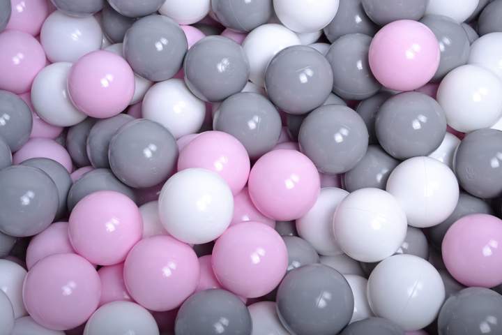 Ronde Ballenbak 300 ballen 90x40cm - Licht Grijs met Witte, Grijze en Licht roze ballen