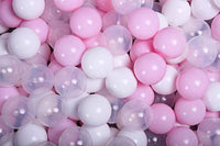 Ballenbak Rond 300 ballen 90x40 cm Licht Roze: Wit, Roze, Transparant ballen