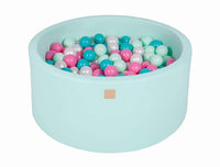 Ballenbak Rond 300 ballen 90x40 cm Mint: Parel Wit, Turquoise, Licht Roze, Mint
