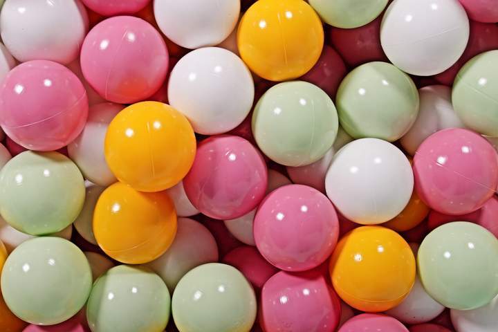 Ballenbak Rond 300 ballen 90x40 cm Mint: Wit, Licht Groen, Licht, Roze, Geel Ballen
