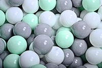 Ballenbak Rond met 200 ballen 90x30 cm Licht Grijs Mint Grijs Wit ballen