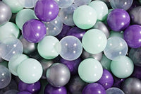 Ballenbak Ronde 200 ballen 90x30 cm Licht Grijs Mint zilver Violet transparant ballen