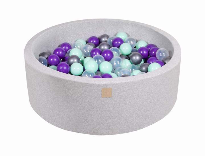 Ballenbak Ronde 200 ballen 90x30 cm Licht Grijs: Mint, zilver, Violet, transparant