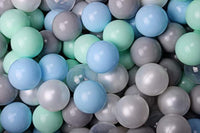 Ballenbak Ronde 200 ballen 90x30 cm Licht Grijs Parel wit Grijs Transparant Mint babyblauw ballen
