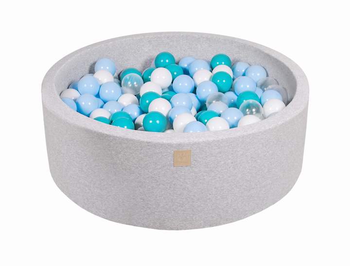 Ballenbak Ronde 200 ballen 90x30 cm Licht Grijs: Turquoise, Babyblauw, Transparant, Wit
