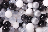 Ballenbak Ronde 200 ballen 90x30 cm Licht Grijs: Wit Zwart Transparant Zilver ballen